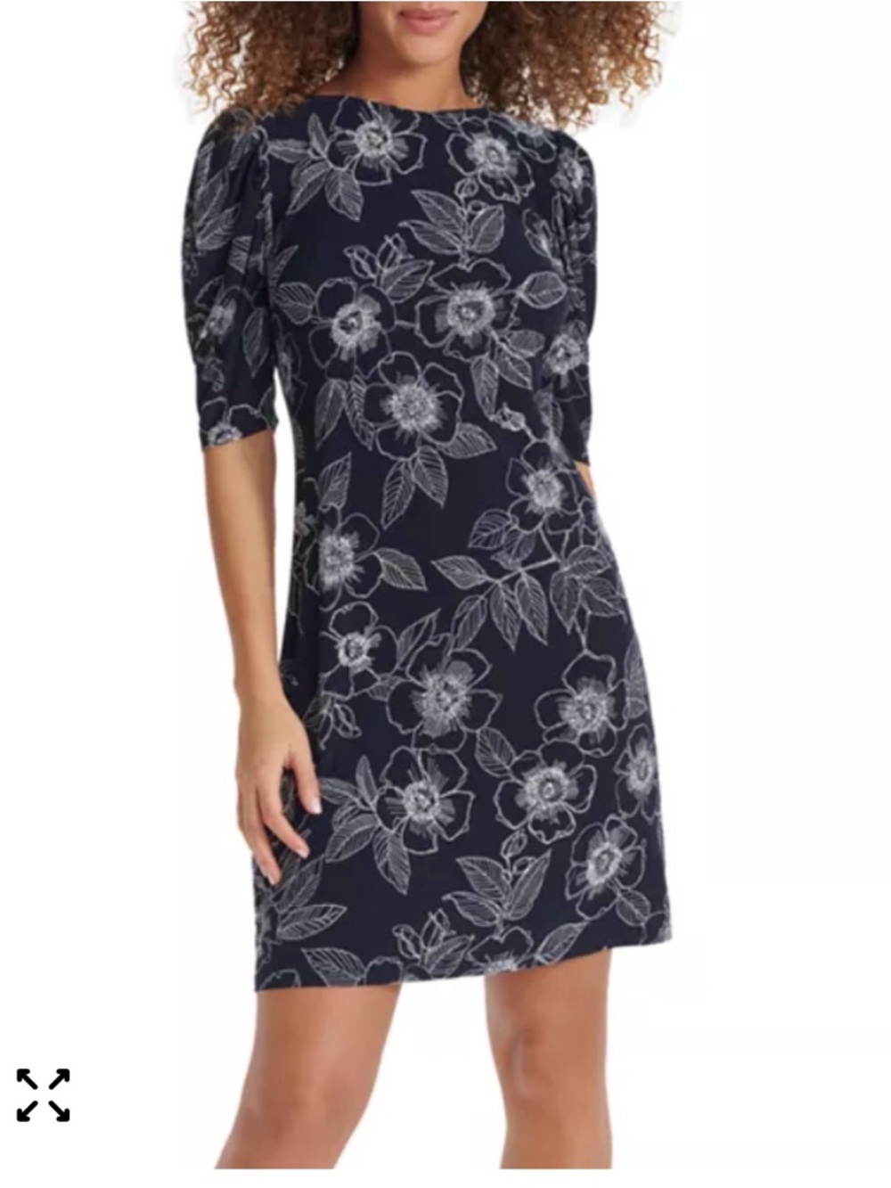 Tommy Hilfiger Navy and White Floral Shift Mini Dress